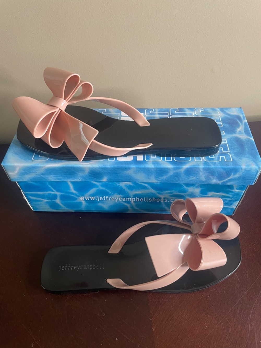 Jeffrey Campbell Black Sole Blush Jelly Bow Sandals